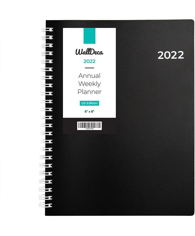 Photo 1 of 3 SET OF- WallDeca 2022 Annual Weekly Planner, 8" x 6", Weekly & Monthly Planner, Jan 2022 - Dec 2022 | Flexible Cover, Notes Pages, Twin-Wire Binding (8" x 6" (2022))
