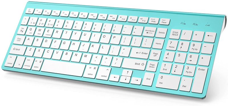 Photo 1 of Bluetooth Wireless Keyboard, Mac Compatible Keyboard, J JOYACCESS Multi Device Wireless Keyboard for Laptop, Android, Windows, iMac, MacBook, iPad Air/Pro-Turquoise
