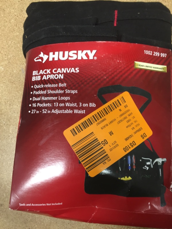Photo 1 of Husky
23 in. 16-Pocket Black Canvas Bib Tool Apron