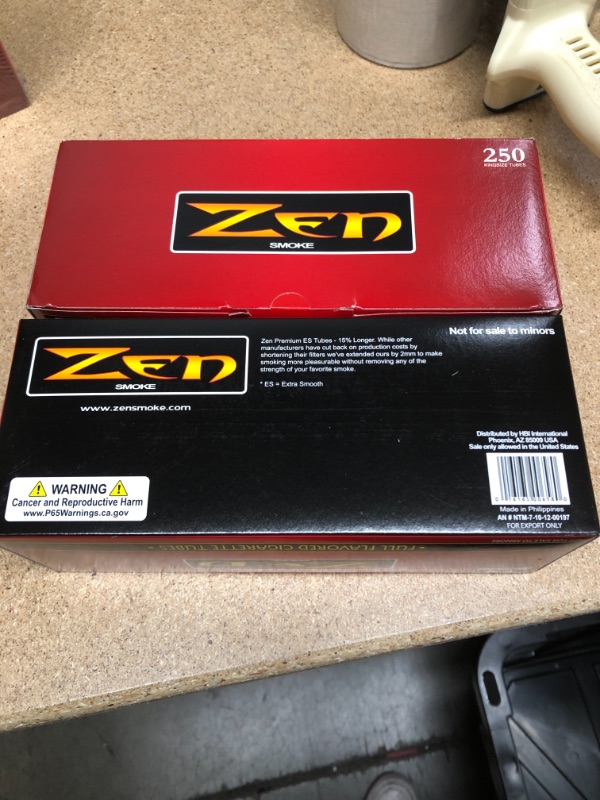 Photo 1 of 1 Box - 250pc Zen King Size Full Flavor Cigarette Tubes
