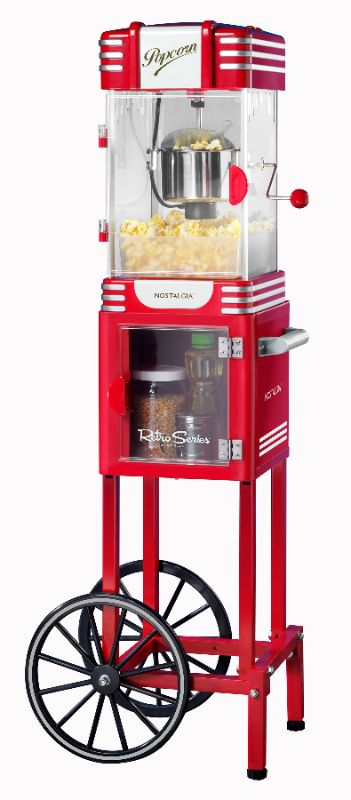 Photo 1 of Nostalgia 2.5 Oz Retro Popcorn Cart, Makes 10 Cups, 48 in Tall, Red, PC530CTRR
