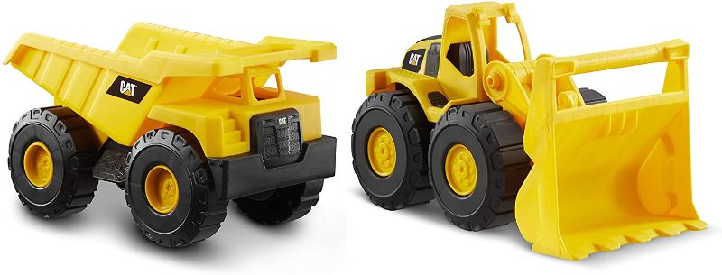 Photo 1 of Cat Construction Tough Rigs 15" Dump Truck & Loader Toys 2 Pack, Yellow
