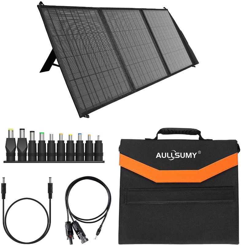 Photo 1 of AULLSUMY Solar Panel 60W for Portable Solar Generator, Portable Foldable Solar Charger for Camping Travel Home Emergency Power Supply
