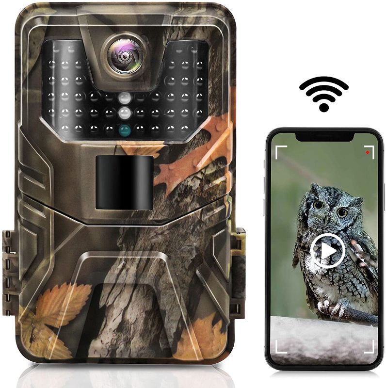 Photo 1 of WiFi Trail Camera,4K 30MP Hunting Camera with Night Vision 0.2s Motion Activated 120° Angle,6-Month Ultra-Long Standby Time Game Camera,IP66 Waterproof Outdoor Wildlife Trail Cam with 64GB Card
