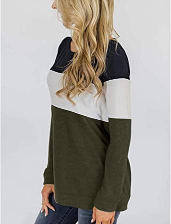 Photo 1 of Locryz Womens Color Block Long Sleeve Round Neck Shirts Pullover Sweatshirt Tops SMALL
