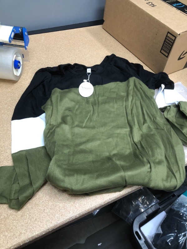 Photo 1 of Locryz Womens Color Block Long Sleeve Round Neck Shirts Pullover Sweatshirt Tops SMALL