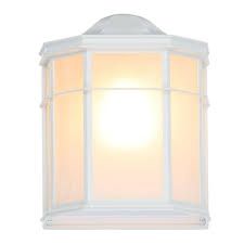 Photo 1 of 1-Light White Outdoor Cage Wall Lantern Sconce with Die Cast Linen Acrylic Lens
