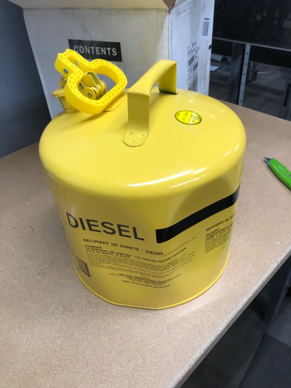 Photo 1 of Eagle UI-50-SY Type I Metal Safety Can, Diesel, 12-1/2" Width x 13-1/2" Depth, 5 Gallon Capacity, Yellow
