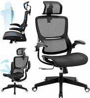 Photo 1 of ErgoFlip Mesh Computer Chair - Black Rolling Desk Chair with Retractable Armrest