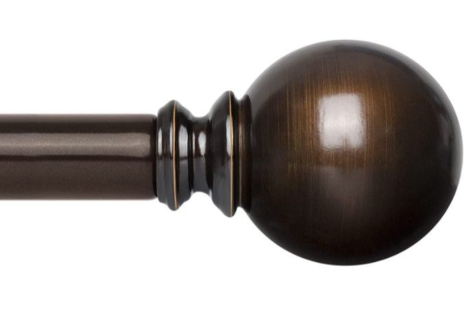 Photo 1 of 1 Inch Curtain Rod Telescoping Single Drapery Rod 36 to 72 Inches (3-6 Feet), Round Finials, BLACK