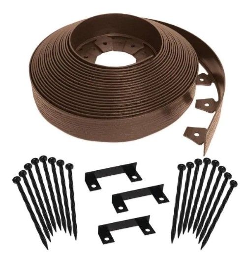 Photo 1 of Tall Wall 60 ft. x 2.5 in. Brown Plastic No-Dig Landscape Edging Kit