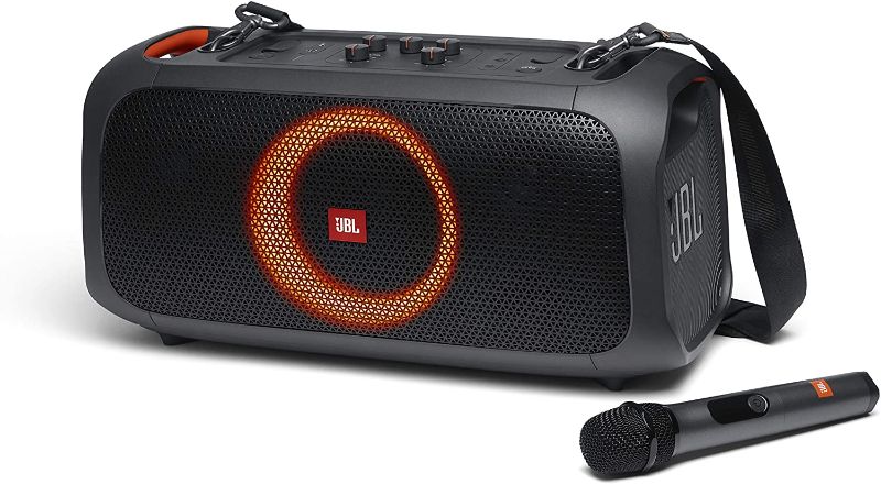 Photo 1 of JBL PartyBox On-The-Go Portable Party Speaker with Built-in Lights Black (Renewed) (with Microphone)
