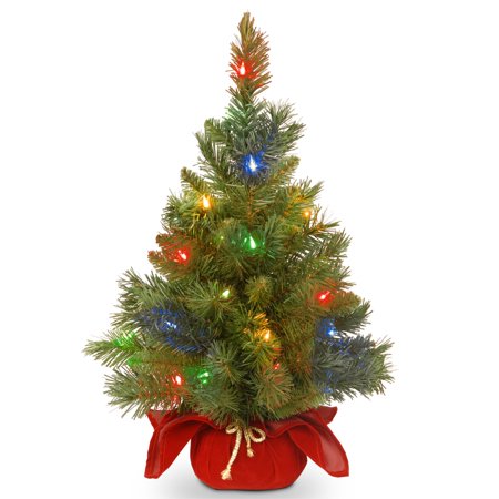 Photo 1 of 24-in. Pre-Lit LED Multicolor Majestic Fir Artificial Christmas Tree, Green
