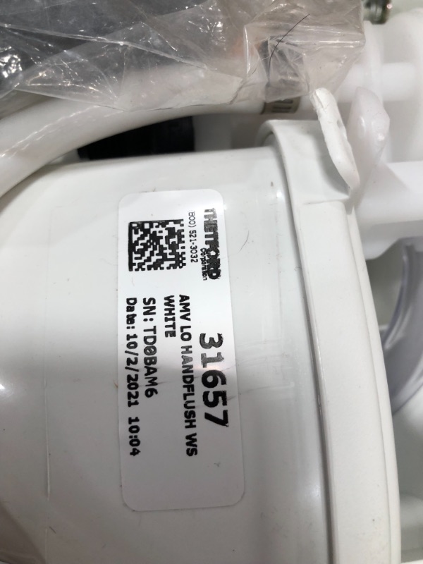 Photo 1 of Thetford Aqua-Magic V RV Toilet Hand Flush w/ Hand Sprayer, Low, White, 31657,12-15/16 x 17-13/16 x 15-1/8 in