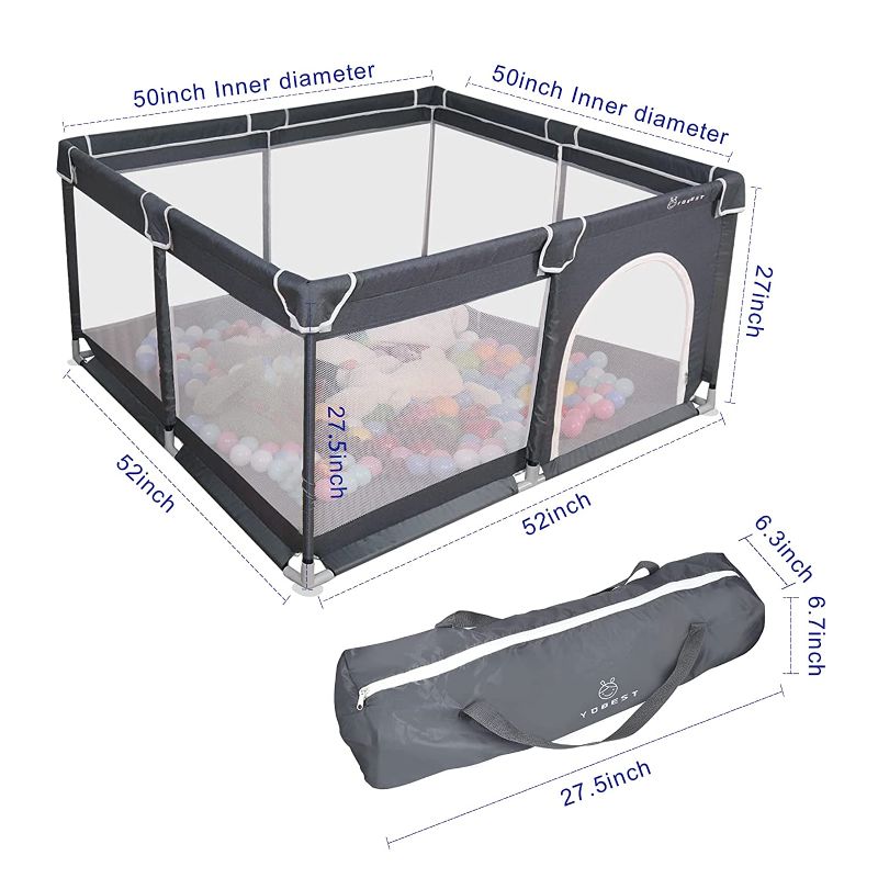 Photo 1 of 51 x 51 x 27"- YOBEST Baby Playpen, GRAY