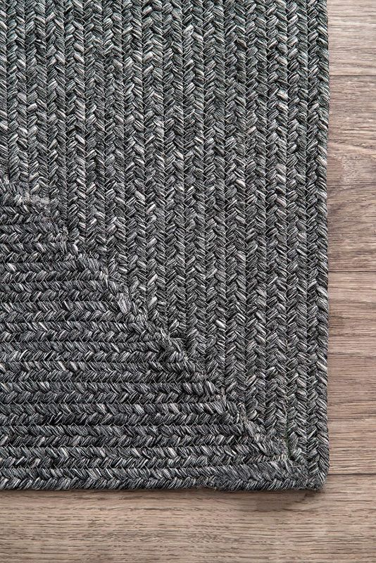 Photo 1 of 2'6" X 12'- nuLOOM Wynn Braided Indoor/Outdoor Runner Rug, Charcoal
