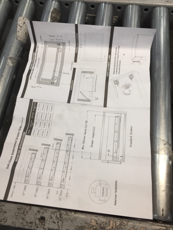 Photo 3 of 1 Pair Self Soft Close Under/Bottom Rear Mounting Drawer Slides 18 inch Concealed Drawer Runners;Locking Devices;Rear Mounting Brackets;Screws and Instructions
