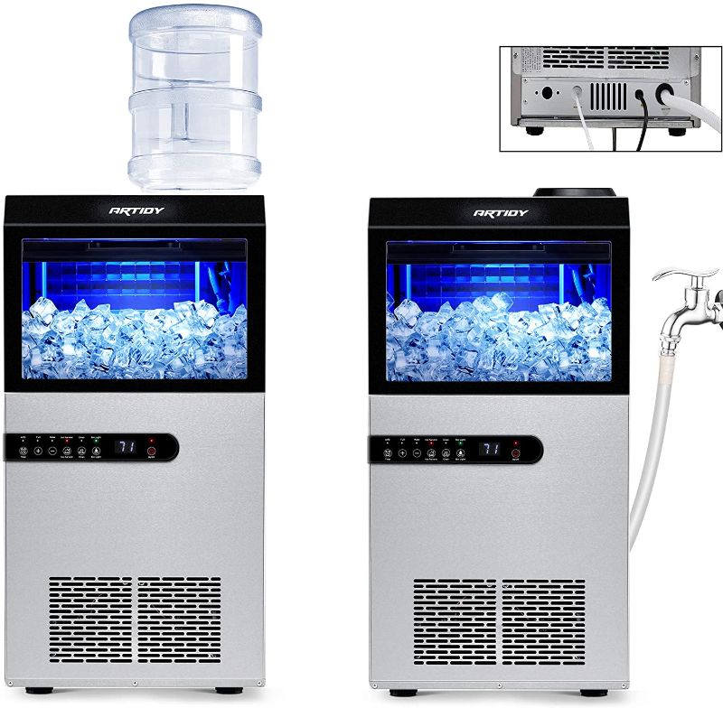 Photo 1 of Artidy Commercial Ice Maker Machine, 100LBS/24H Clear Ice Cube, Stainless Steel Under Counter Ice Maker, 33lbs Ice Storage Capacity Ideal For Home, Office, Restaurant, Bar and Coffee Shop
