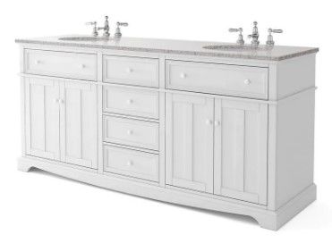 Photo 1 of *faucets NOT included* 
Home Decorators Collection Fremont 72 in. W White Double Vanity with Grey Granite Vanity Top and Undermount Sinks