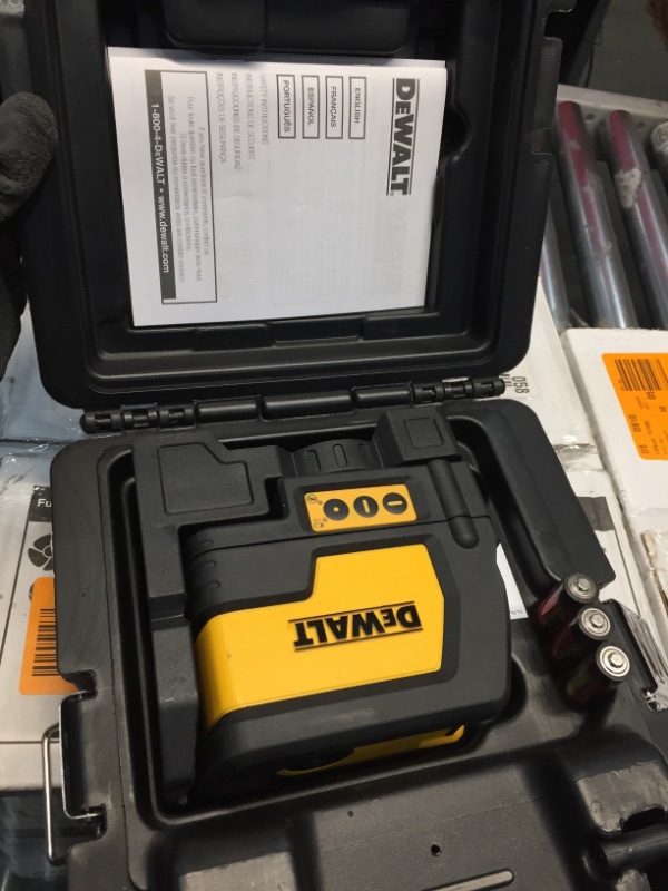 Photo 2 of *USED*
DEWALT 165 ft. Red Self-Leveling Cross-Line Laser Level with (3) AA Batteries & Case