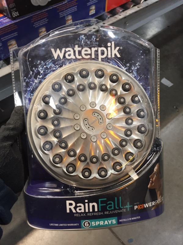 Photo 2 of *USED*
Waterpik 6-Spray Patterns 7 in. Drencher Wall Mount Adjustable Fixed Shower Head in Brushed Nickel