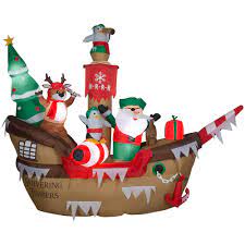 Photo 1 of Home Accents Holiday 10 ft Pre-Lit LED Giant-Sized Airblown Pirate Ship Christmas Inflatable