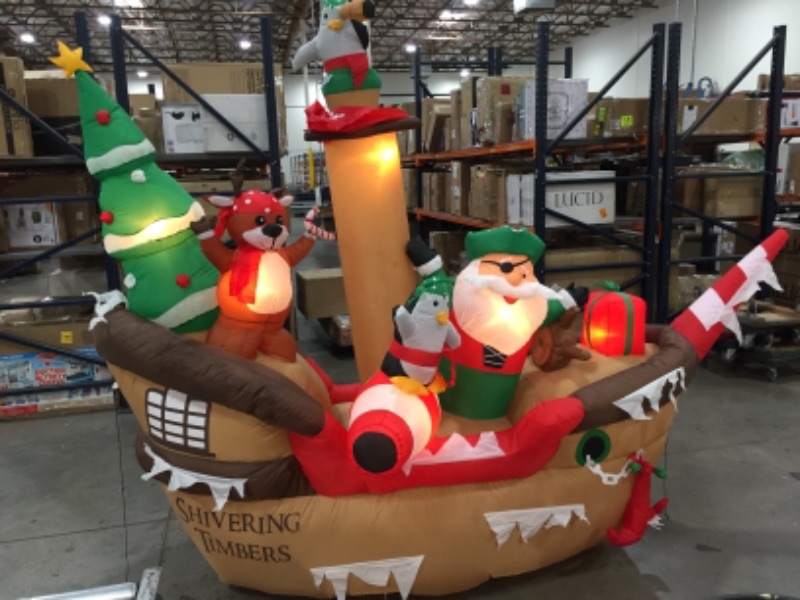 Photo 2 of Home Accents Holiday 10 ft Pre-Lit LED Giant-Sized Airblown Pirate Ship Christmas Inflatable