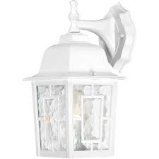 Photo 1 of 1-Light White Outdoor Wall Lantern Sconce
