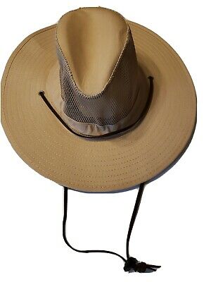 Photo 1 of Goldcoast Sunwear Pike Crown Mesh Wide Brim Chin Strap UPF50 Plus color khaki 3-PACK