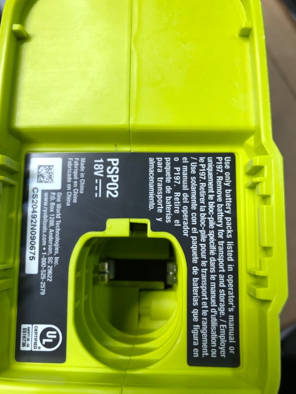 Photo 3 of RYOBI
ONE+ 18V Cordless Handheld Electrostatic Sprayer (Tool Only)