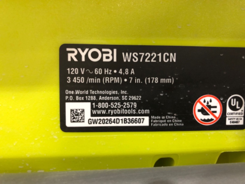 Photo 5 of RYOBI
7 in. 4.8 Amp Tabletop Tile Saw W/ Tile Saw