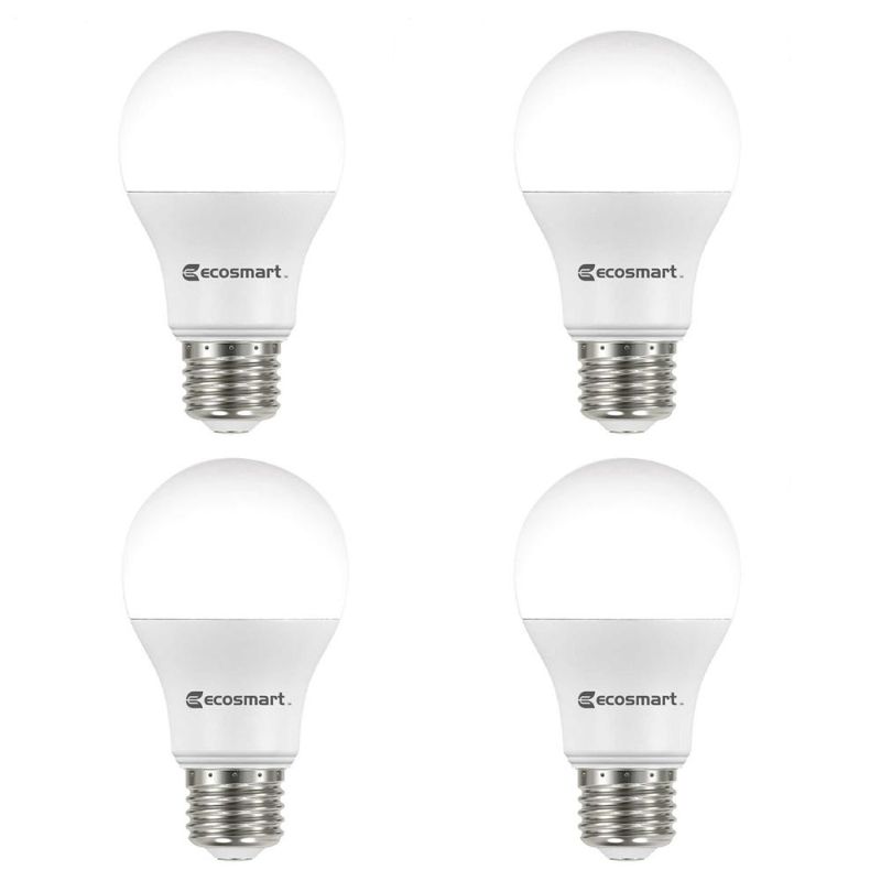 Photo 1 of EcoSmart 60-Watt Equivalent A19 Non-Dimmable Energy Star LED Light Bulb Soft White (4-Pack)
