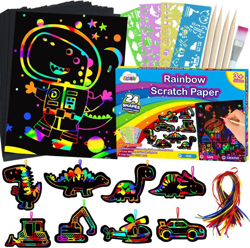 Photo 1 of ZMLM Scratch Paper Art Boy: Magic Craft Rainbow Paper Drawing Kit Black Scratch Off Pad Sheet Toddler Preschool Toy for 3-10 Age Kid Holiday|Party Favor|Birthday|Children's Day Gift
4 PACKS