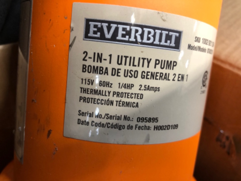 Photo 3 of 1/4 HP 2-in-1 Utility Pump
