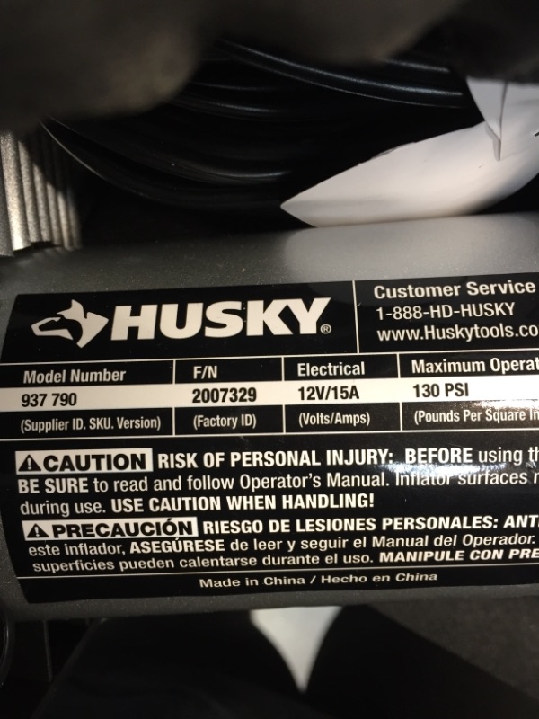 Photo 3 of *USED*
*MISSING manual* 
Husky 12-Volt Inflator