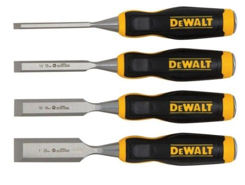 Photo 1 of *USED*
*MISSING 1 chisel*
DEWALT DWHT16063 4 Piece Wood Chisel Set