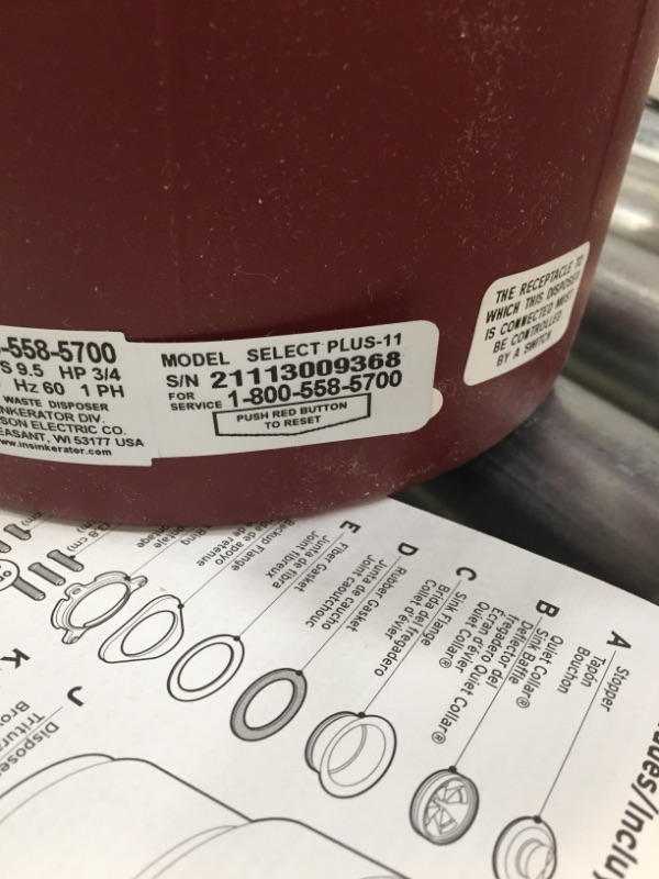 Photo 5 of *possibly USED*
*SEE last pictures for damage*
InSinkErator Evolution Select Plus Lift & Latch Quiet Series 3/4 HP Continuous Feed Garbage Disposal with Power Cord Kit