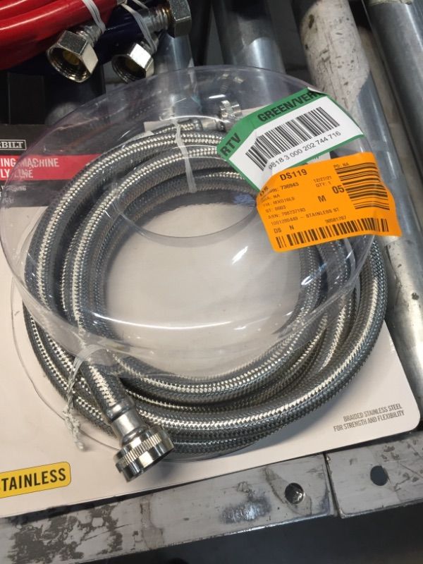 Photo 2 of Everbilt 3/4 in. X 3/4 in. X 96 in. Stainless Steel Washing Machine Hose
