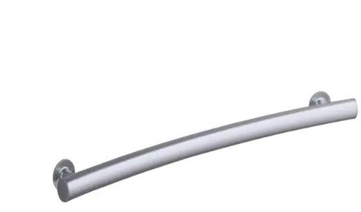 Photo 1 of 34 in. x 1.875 in. Curved Bar with Wide Grip in Matte Silver
