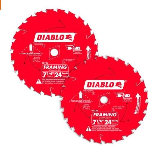 Photo 1 of 2-Tracking Point 7-1/4 in. x 24-Tooth Framing Circular Saw Blade Value Pack (2-Pack)
