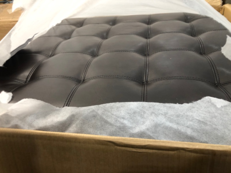 Photo 2 of Christopher Knight Home Alexandria Bonded Leather Storage Ottoman, Marbled Brown
