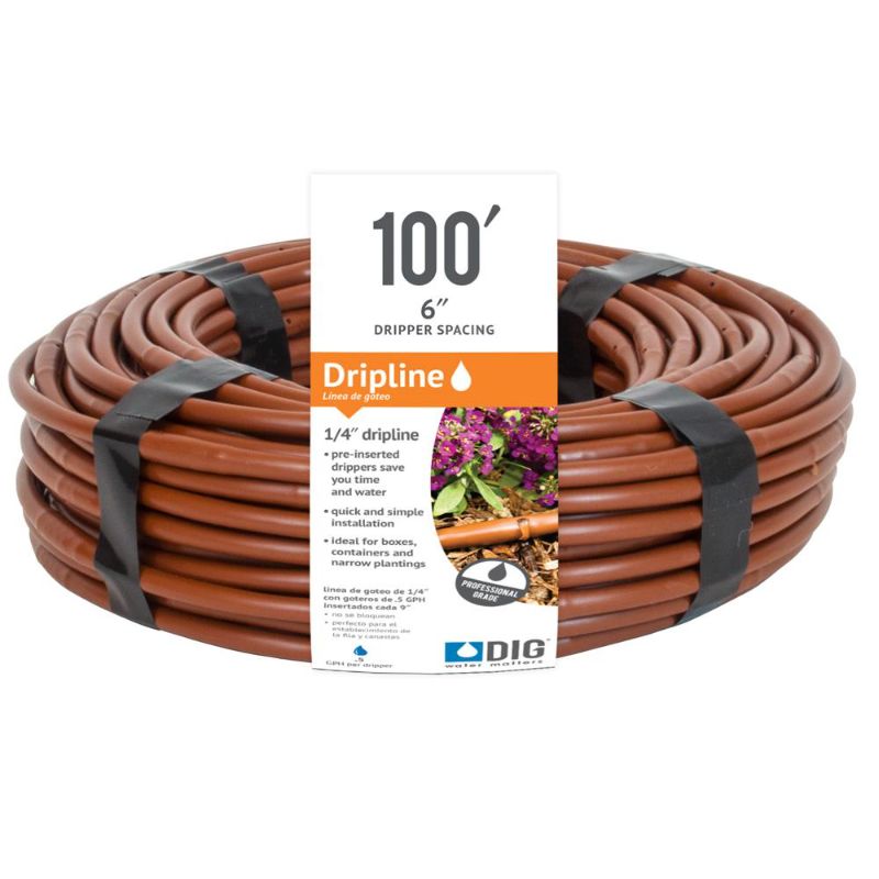 Photo 1 of DIG 1/4 in. Emitter Tubing 100 Ft. W/6 in. Spacing in Brown, Browns / Tans
