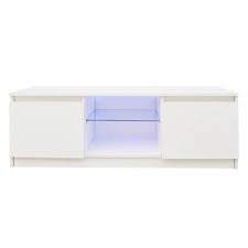 Photo 1 of 15.75 in. White LED RGB Lighting TV Stand Cabinet Media Console Table Fits TV's up to 55 in.
