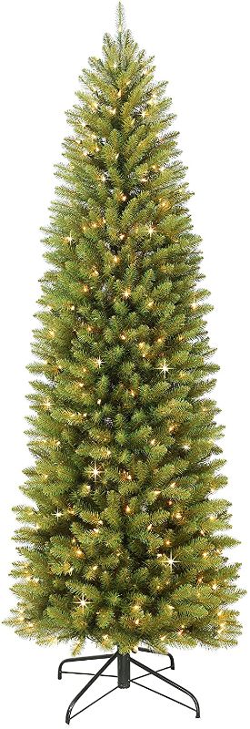 Photo 1 of 10' Puleo International Pre-Lit Fraser Fir Pencil Artificial Christmas Tree 
