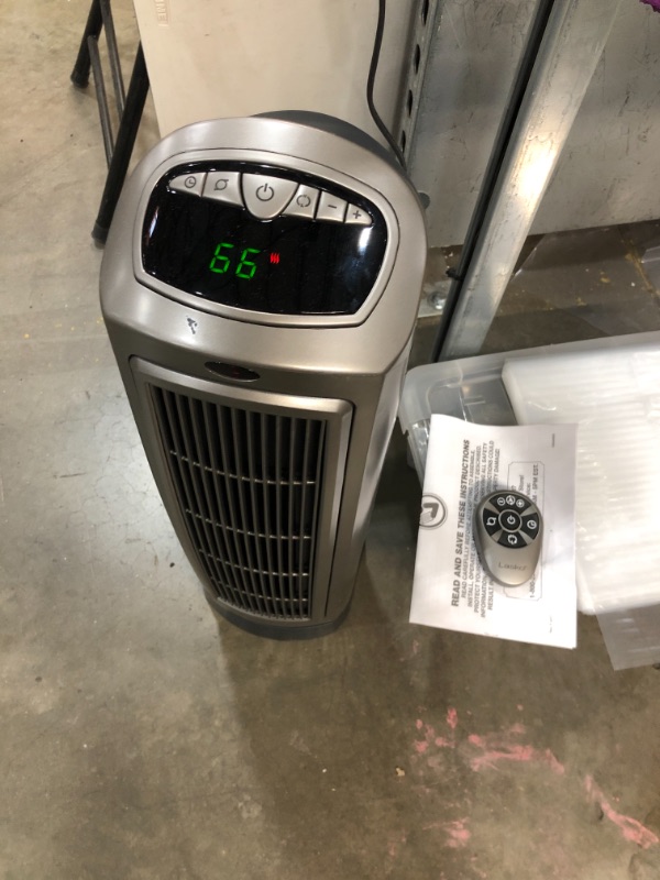 Photo 2 of  8.5?L x 7.25?W x 23?H-  Lasko Ceramic Space Tower Heater, Silver