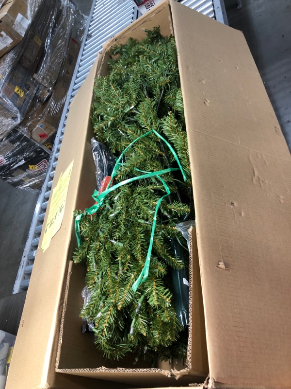 Photo 1 of National Tree Company White Prelit LED Green Hinged Fir Christmas Tree, 7.5'