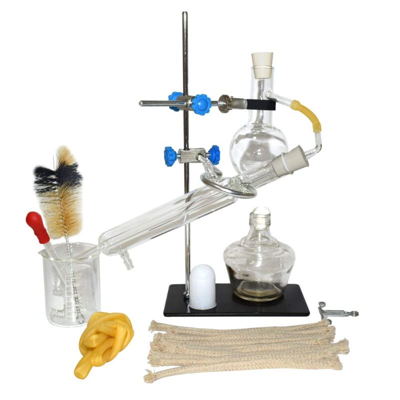 Photo 1 of Home Distiller Distilling to Making Your Own Essential Oil, Moonshine, Alcohol Distiller Chemistry Lab Glassware Kit,Glass Distilling,Distillation Apparatus 10pcs Set, 100 ML
