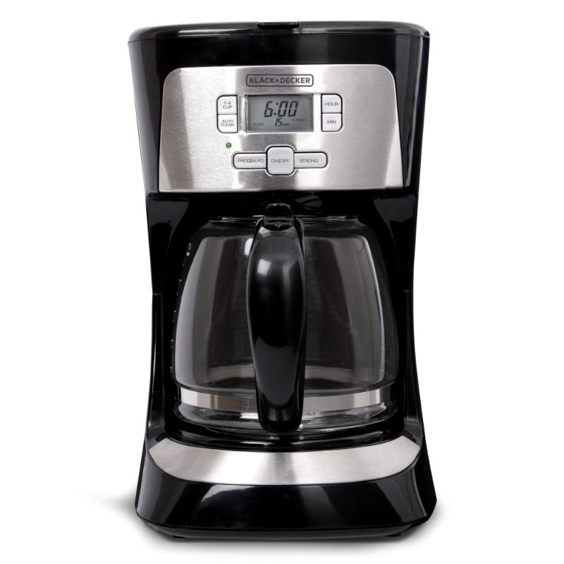 Photo 1 of BLACK+DECKER 12-Cup Programmable Stainless Steel Drip Coffee Maker with Glass Carafe, Black with Stainless Steel
