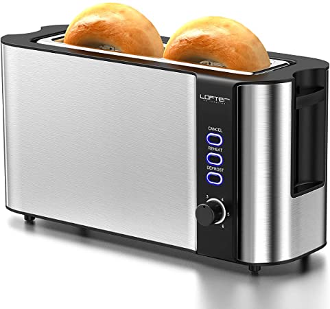 Photo 1 of Long Slot Toaster, 2 Prime Top Rated Toast Slices with Warming Rack, Extra Wide 1.7 Inch Slots BLACK Bread Toasters, 6 Bread Shadow Settings, Defrost / Reheat / Ancel Function, Removable Crumb Tray , 1000 W, BLACK
