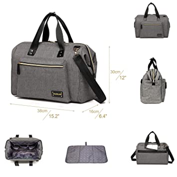 Photo 1 of Colorland Diaper Tote Bags 2-in-1 Multi Styles with Cross Body Strap and Changing Pad for Parents On The Go (Heather Grey)